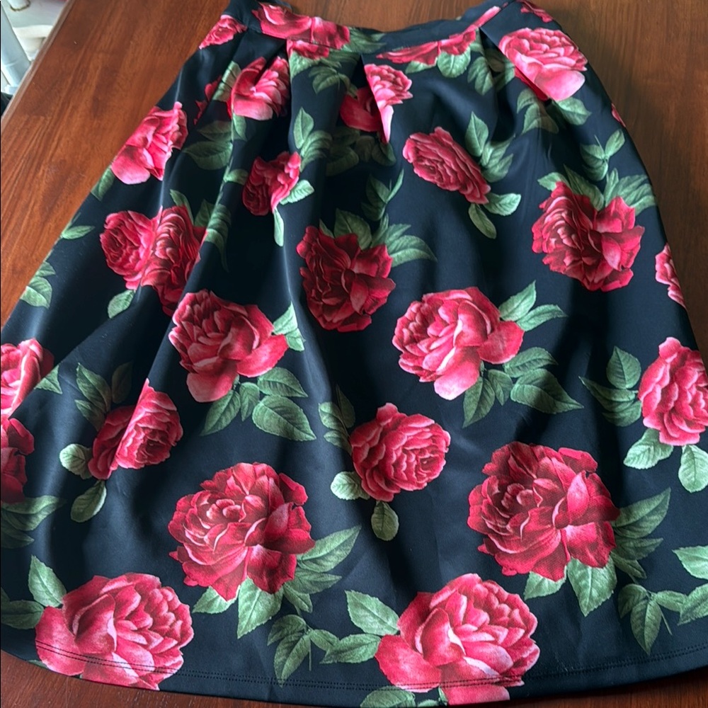 Forever 21 Pink and Orange Pleated Midi Skirt